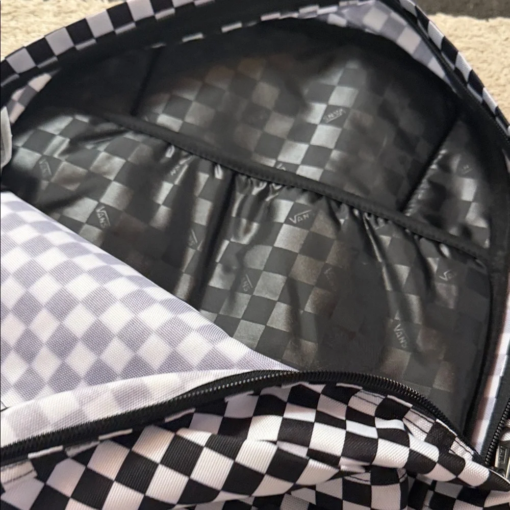 Vans Black & White Checkerboard Backpack with Front Pocket